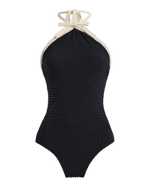 Sea Black Lenora Color-Blocked Jersey One-Piece Swimsuit