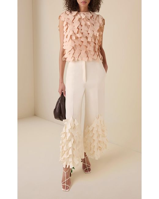 A.W.A.K.E. MODE White Appliquéd Crepe Wide-Leg Culottes