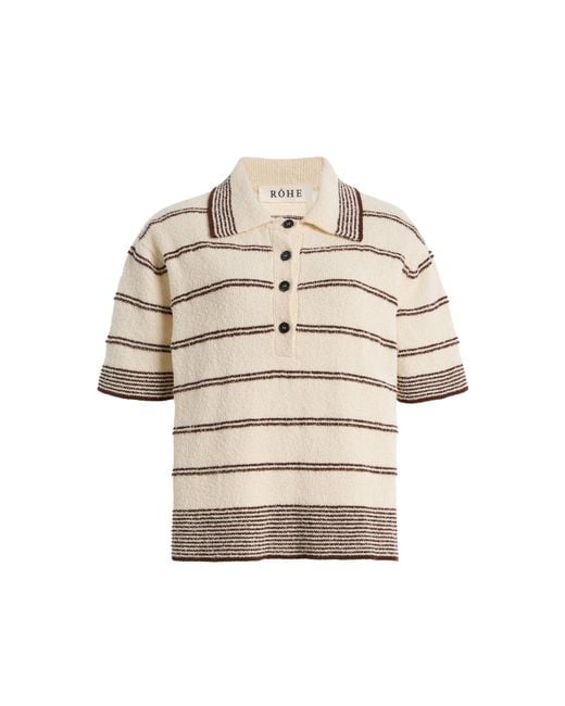 Rohe White Striped Cotton-Blend Terry Cloth Polo Shirt