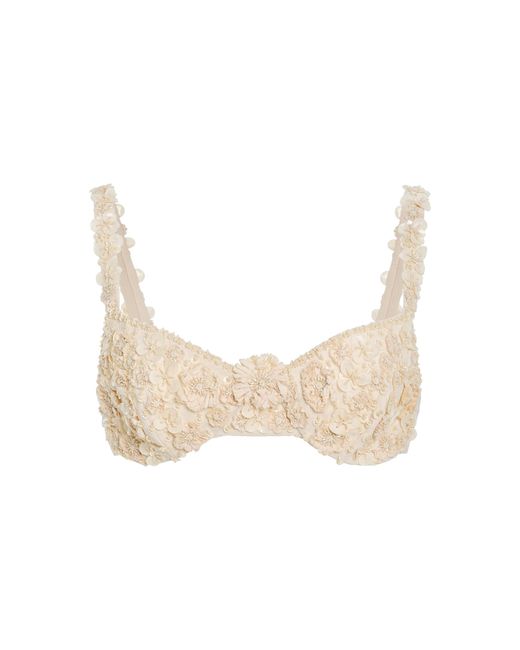 Alexis Natural Remi Raffia-Detailed Woven Bra Top
