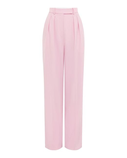 Alex Perry Pink Tailored Virgin-Wool Straight-Leg Pants