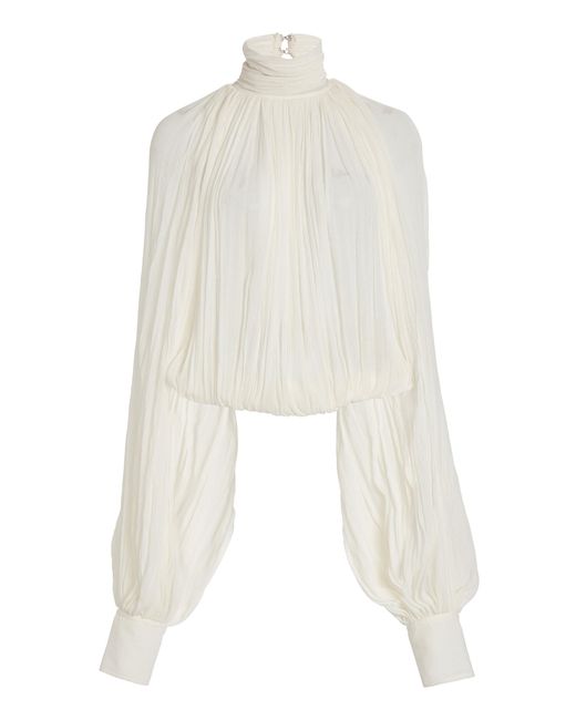 Stella McCartney White Draped Silk-Crepe Top