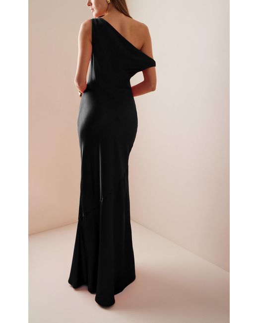 Staud Black Ashanti Draped Satin Maxi Dress