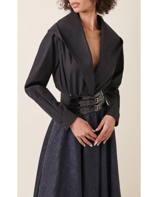 Alaïa Black Hooded Nylon-cotton Bodysuit