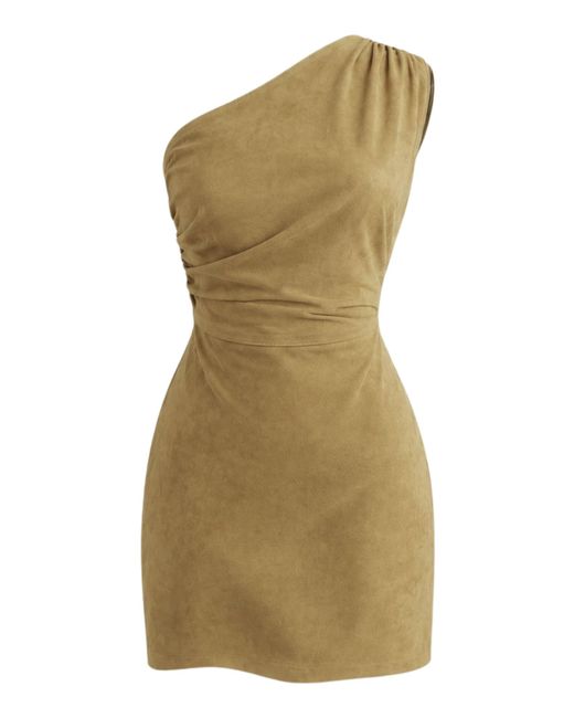 ZUT Green Matriarca Suede One-Shoulder Mini Dress