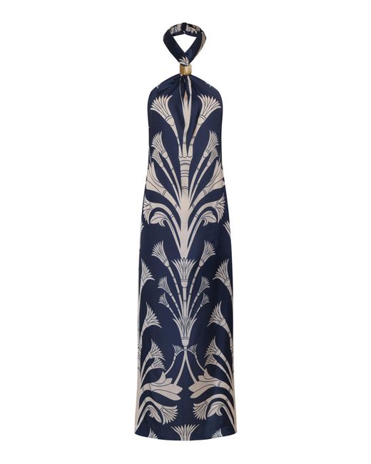ANDRES OTALORA Blue Luz De Verano Satin Maxi Dress