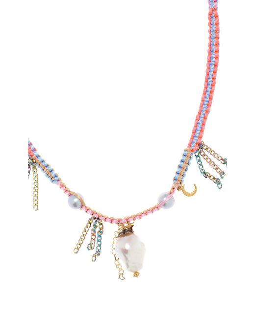 Joie DiGiovanni Multicolor Neon Diamond Knotted Silk Multi-stone Necklace