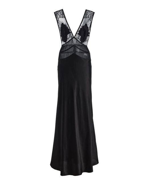 Sleeping with Jacques Black Exclusive Pascal Lace-Inset Silk Maxi Dress