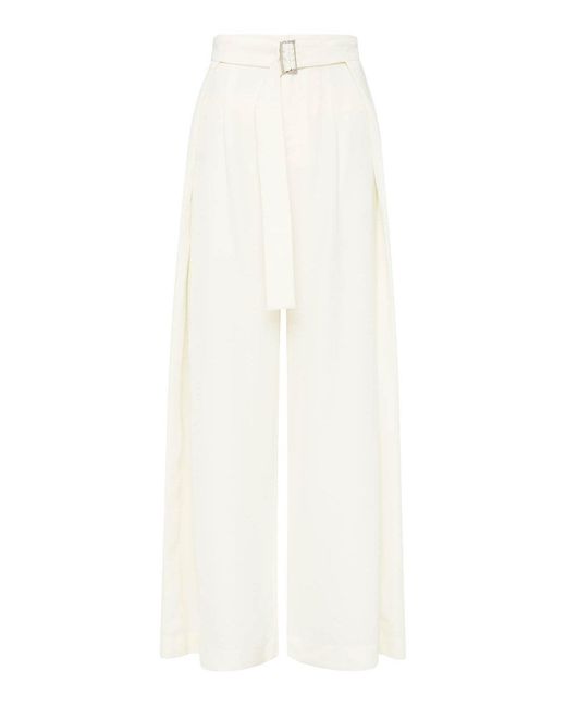 St. Agni White Fold Twiill Wide-leg Pants