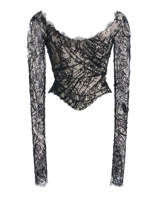 Wiederhoeft Black Venus Embroidered Faille Corset