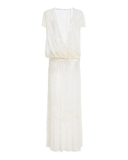 Mel Usine White Rouen Cotton-Blend Draped Garden Dress