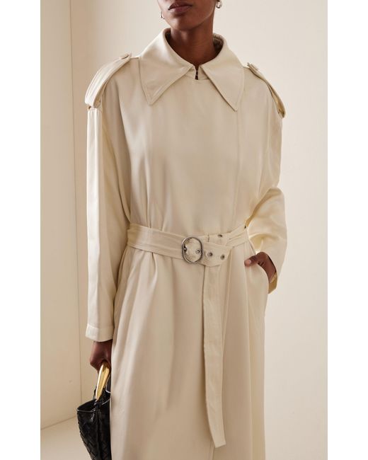 Jil Sander Natural Belted Silk Twill Trench Coat