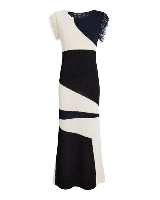 Proenza Schouler Blue Saskia Fringed Intarsia-knit Dress