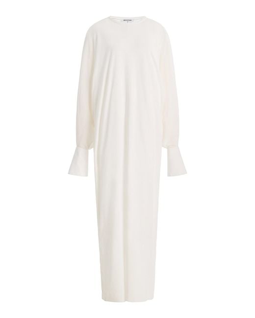 DARKPARK White Frida Cuffed Cotton-Jersey Maxi Dress