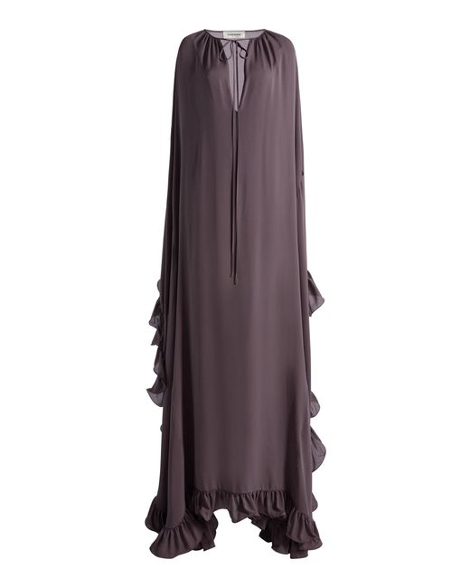 Zuhair Murad Purple Georgette Kaftan With Ruffles