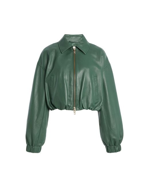 Ulla Johnson Green Gigi Cropped Leather Jacket