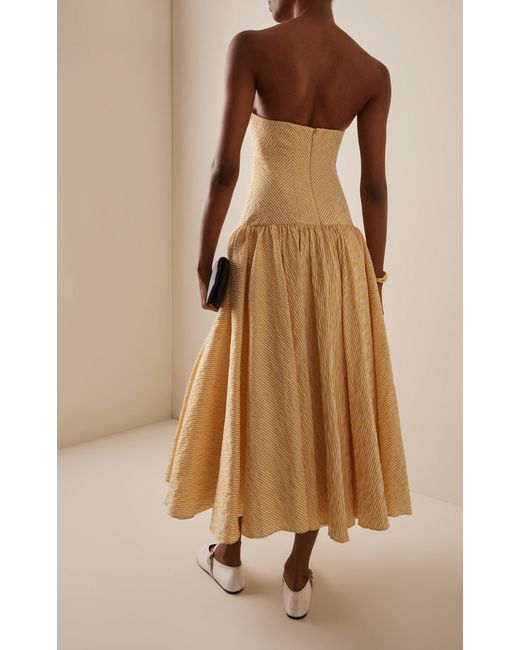 Alexis Metallic Summers Striped Corseted Midi Dress