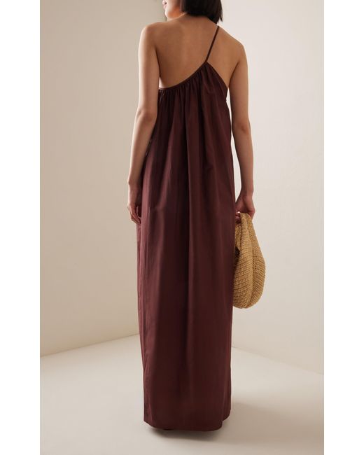 Matteau Purple Asymmetric Organic Cotton-silk Maxi Dress
