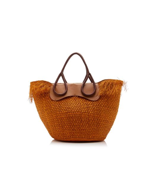 Johanna Ortiz Brown Leather-trimmed Palm Tote Bag