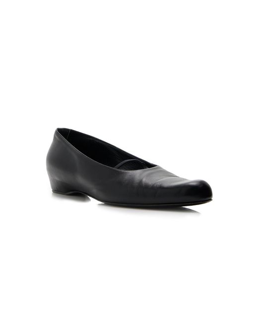 The Row Black Marion Leather Flats