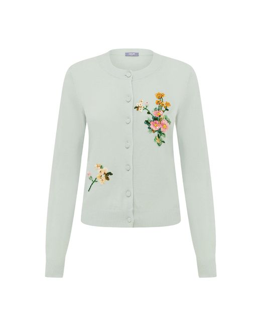 LEO LIN White Claire Embellished Knit Cardigan