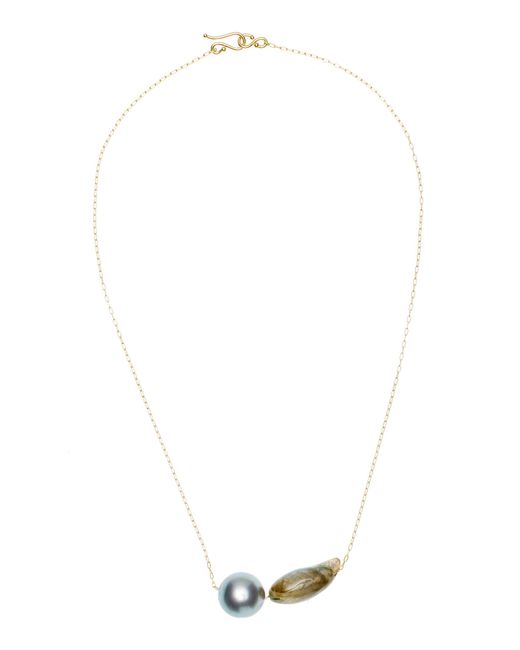 Ten Thousand Things White 18k Yellow Gold Tahitian Pearl Necklace