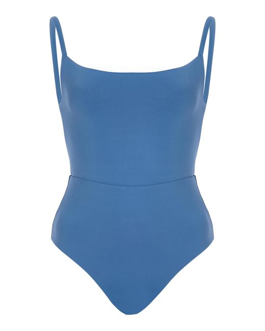 Anemos Blue Square-Neck Open-Back One-Piece Swimsuit