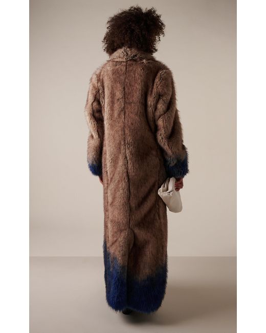 Coperni Blue Dip-Dyed Vegan Fur Coat