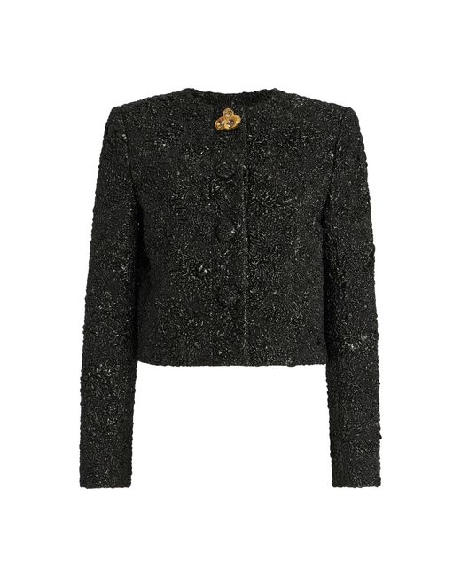 Oscar de la Renta Black Metallic Jacquard Jacket