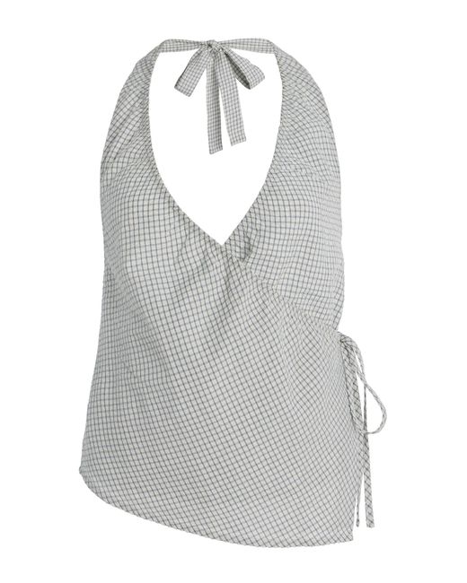 ELCE Gray Exclusive Riviera Daphne Checked Cotton-Blend Halter Top