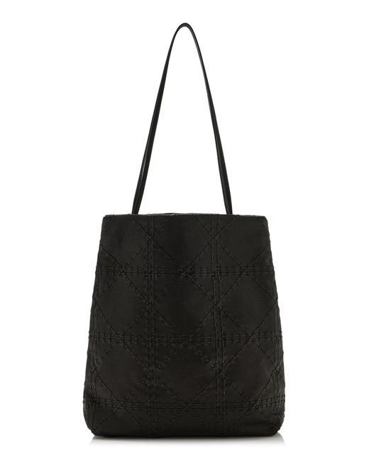 The Row Black Lilou Embroidered Leather Tote Bag