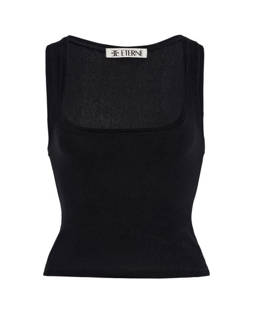 ÉTERNE Black Cotton-modal Tank
