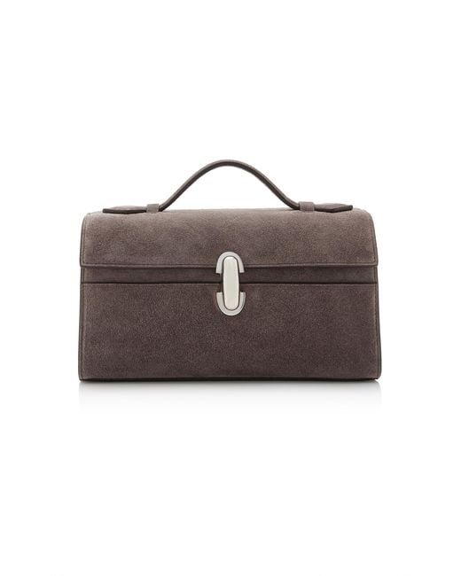 SAVETTE Brown Symmetry Suede Pochette