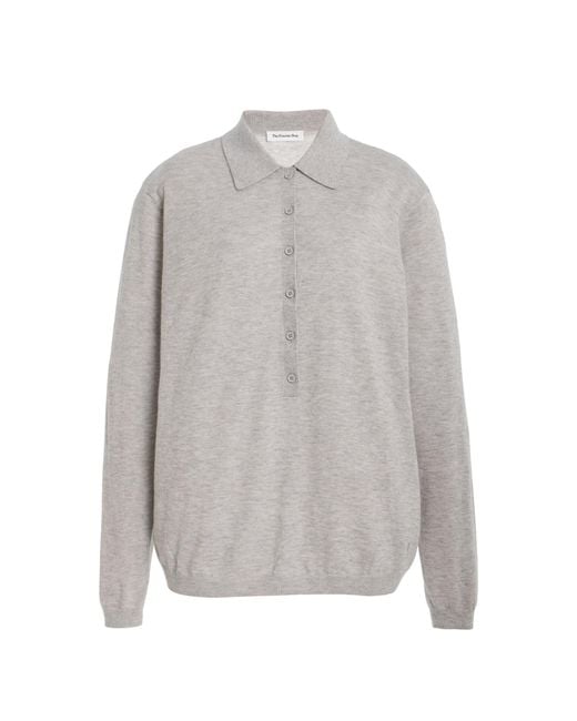Frankie Shop Gray Tala Knit Wool-Blend Polo Shirt