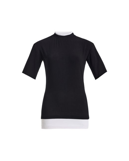 Brandon Maxwell Blue The Anica Double-Layered Fitted Jersey T-Shirt