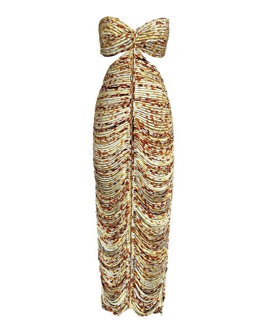 Francesca Miranda Metallic Ola Solar Cutout Silk Handmade Dress