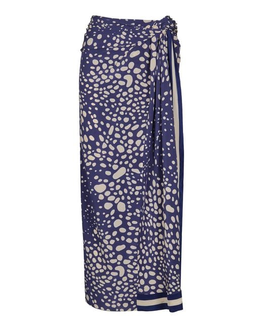 Johanna Ortiz Blue Stars Above The Atlas Printed Silk Midi Skirt