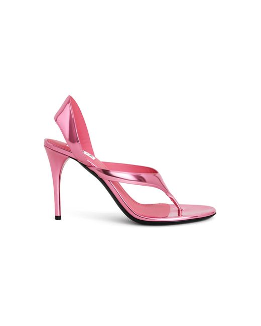 Alaïa Pink Infradito Metallic Leather Sandals