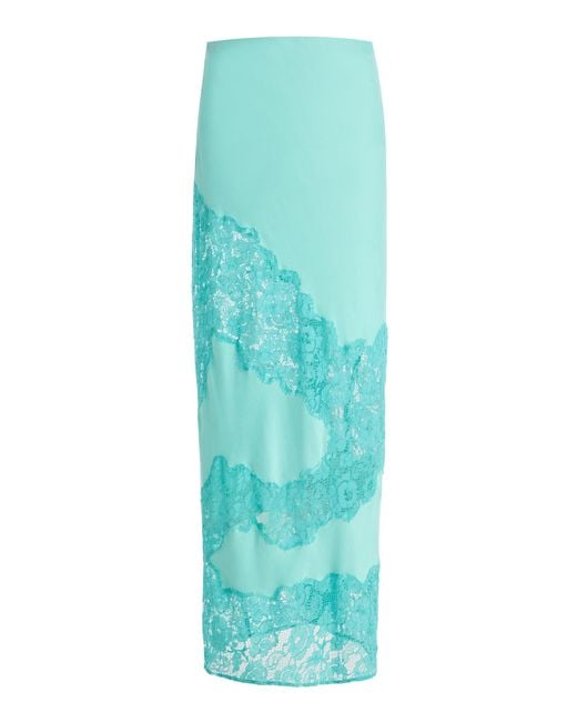 Third Form Blue Exclusive Keepsake Lace-Inset Satin Maxi Skirt