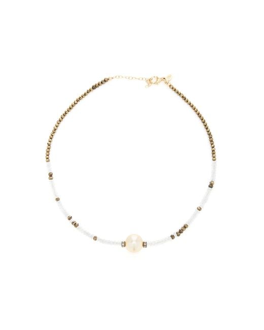 Joie Metallic 14k Gold, Aquamarine, Pyrite And Pearl Necklace