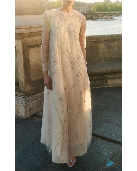 Mauzan Natural Ruched Cotton Blend Caftan