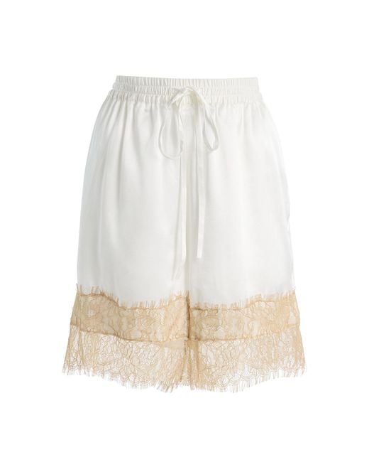 Third Form White Exclusive Whisper Lace-Trimmed Silk-Blend Shorts