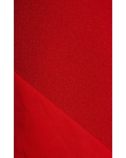 A.W.A.K.E. MODE Red Organza-Paneled Knit Maxi Dress