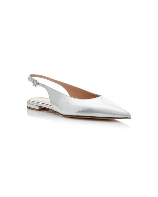 Gianvito Rossi White Robbie Metallic Leather Slingback Flats