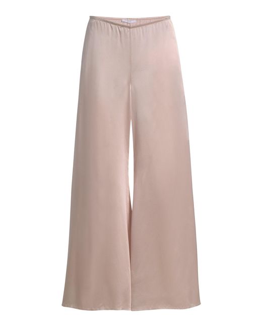All Three Pink Olympia Silk Wide-Leg Pants