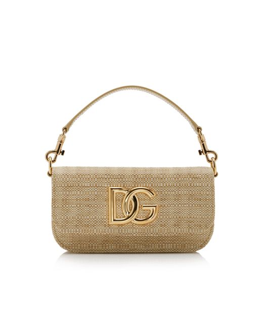 Dolce & Gabbana Metallic Woven Raffia Shoulder Bag