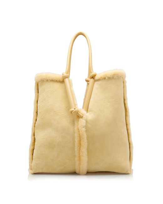 Bottega Veneta Natural Reversible Oversized Shearling Tote Bag