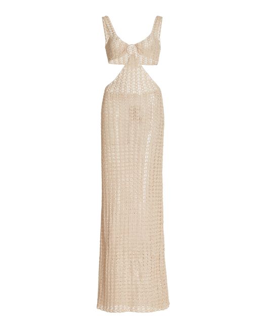 Cult Gaia White Tyra Cutout Crochet-knit Maxi Dress