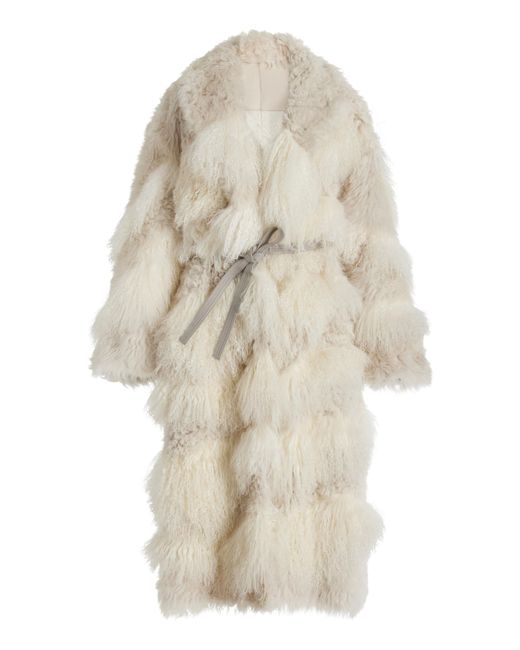 Ulla Johnson Natural Emrys Oversized Shearling Cocoon Coat
