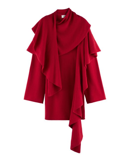 ARAKII Red Exclusive Ruffled Scarf Wool-Blend Mini Dress